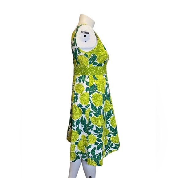 Boden Green & White Floral Sleeveless Midi dress women’s Size 10 - Picture 3 of 16